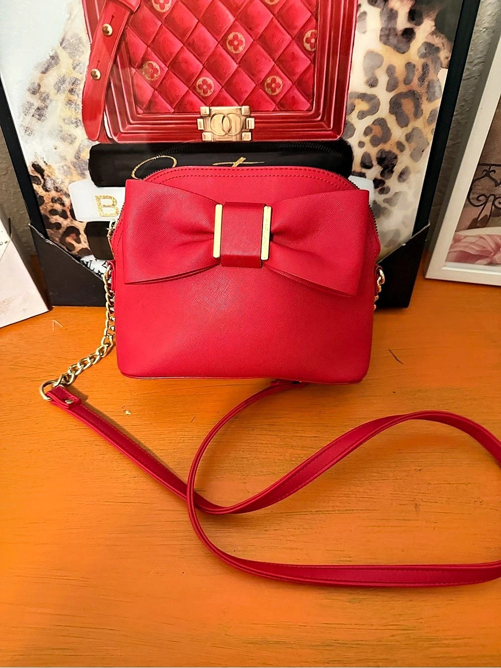 Betsey Johnson Red Leather Dome Crossbody EUC